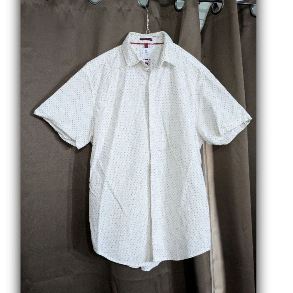 Denim & Flower Mens Slim Fit Circle Dots Button Down Shirt M